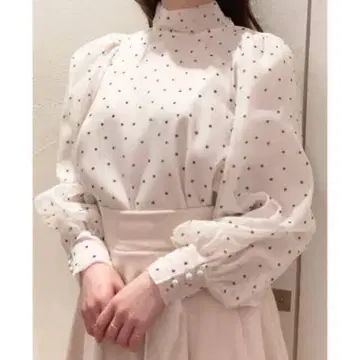 SNIDEL 오간자 시스루 블라우스 도트