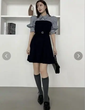 dazzlin 다즐린 레이어드 셔츠 미니 원피스
