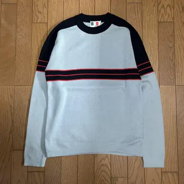 80s 보더 라인 래글런 울 아크릴 니트 구제 의류 빈티지