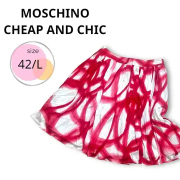 모스키노 CHEAP AND CHIC 플레어 스커트 레드 아트 패턴
