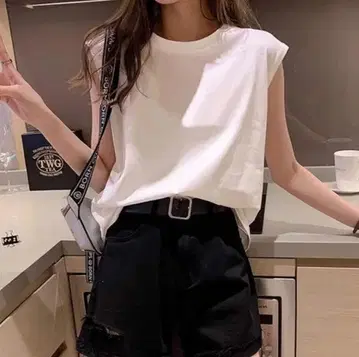 슬리브리스 레이디 프렌치 슬리브 티셔츠