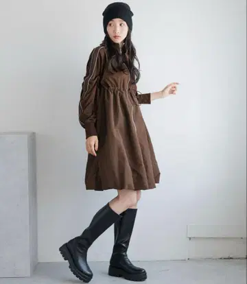 로리즈팜 브라운 지퍼 원피스