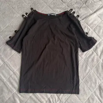 no means no 노 미즈 노 어깨 벨트 반팔 티셔츠 블랙