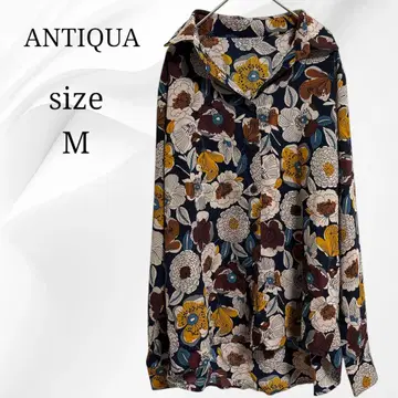 antiqua 안티카 꽃무늬 올 패턴 긴팔 셔츠 카라 부착 버튼 레트로