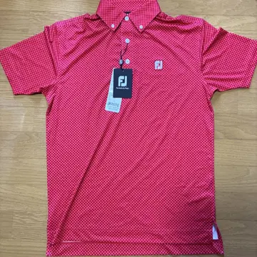 새상품 FOOTJOY 레드 체크 무늬 피케 셔츠 M
