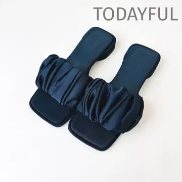 TODAYFUL Satin Gather Sandals 네이비 36