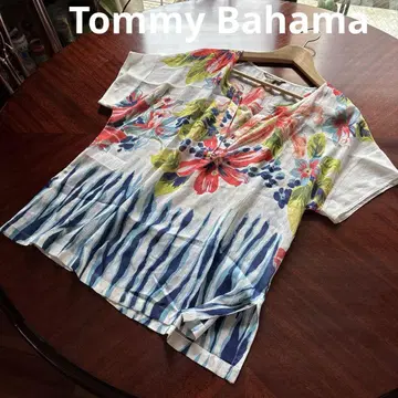 TommyBahama 타미힐피거 실크 쉬폰 블라우스 리조트 알로하 비치