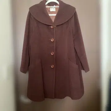 KETTY 울 100% 브라운 롱 코트 M