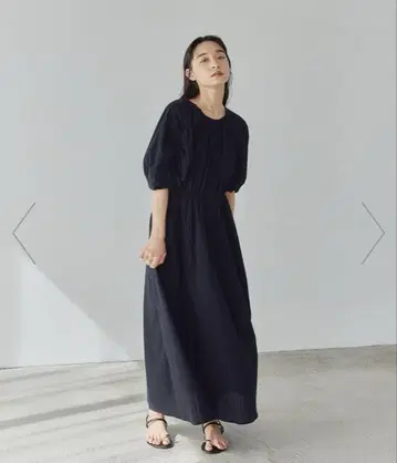 <EMMEL REFINES>카라미 레이스 퍼프 슬리브 원피스 블랙