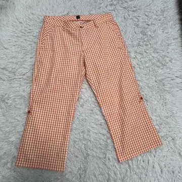 푸마 오렌지 체크 남성용 바지 M