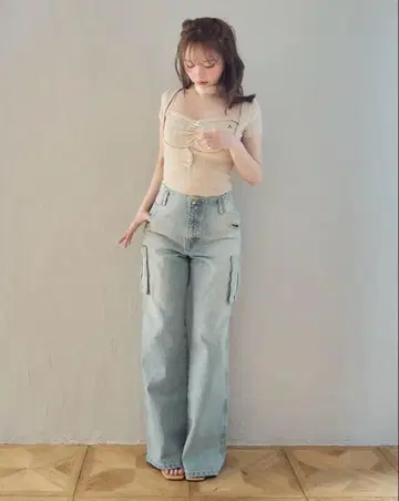 and mary 백리본 데님 카고 팬츠 사이즈 S 택 포함 새상품