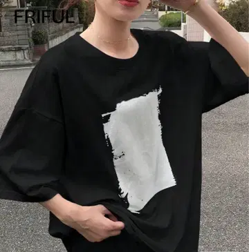 한정판 호일 프린트 빅 반팔 셔츠 (티셔츠)