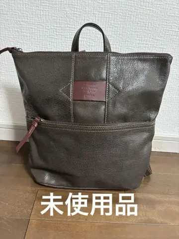 미사용 genten 카키 가죽 백팩