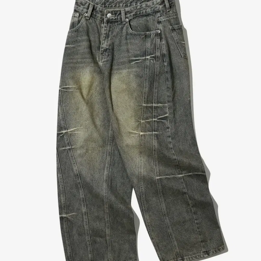 ★TRILLION★ Domingo pinch cut wide denim pants DEEP BLUE TR Trillion Domingo Pinch Cut Wide Denim Pants (SAND BLUE) on