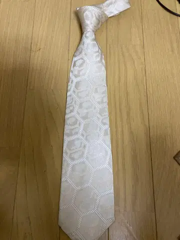 니시진 비단 실크 넥타이 육각형 화이트