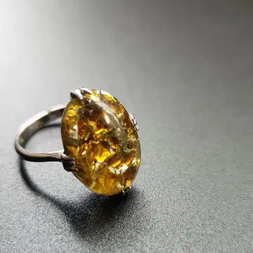 15호 그린 앰버 오벌 컷 SILVER 반지