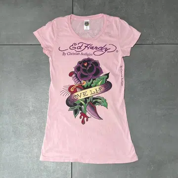 Ed Hardy 티셔츠 XS USA제 핑크 Y2K 로즈