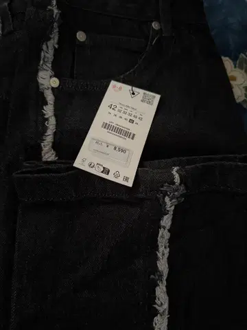 블랙 와이드 레그 데님 팬츠 42 자라