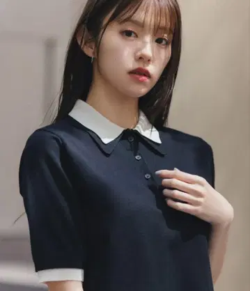 내추럴 뷰티 베이직 더블 컬러 폴로 니트