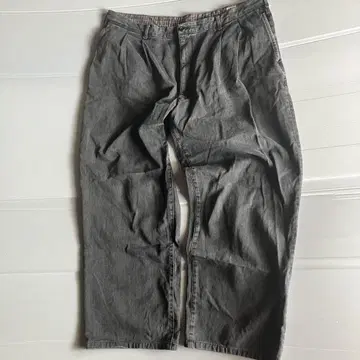 일본제 PAPAS 2턱 와이드 배기 블랙 데님 팬츠 2X 허리 98cm