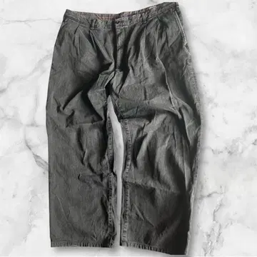 일본제 PAPAS 2턱 와이드 배기 블랙 데님 팬츠 2X 허리 97cm