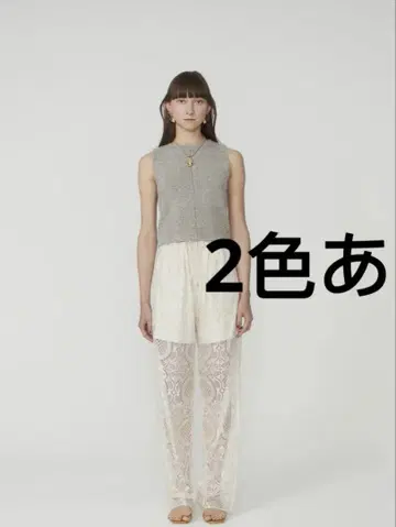 eaphi 레이스 자수 와이드 레그 팬츠