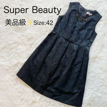 Super Beauty 비쥬가 달린 원피스 장미 자카드 블랙 42