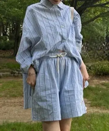 모카 태그 사이드 리본 셔츠 세트