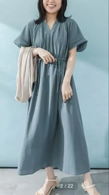 새상품급 ROSSO 세미 시어 드로스트 개더 원피스 반팔