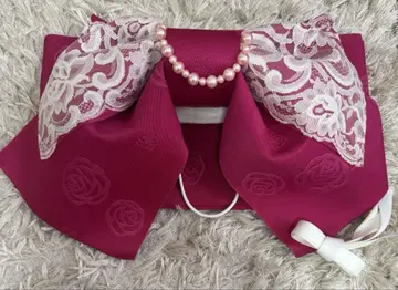 새상품급 오비 오비만 핑크 장미 로즈 펄 유카타