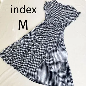 index 롱 원피스 깅엄 체크 반팔 허리끈 포함