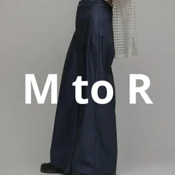 무토알 하이 웨스트 배기 치노 팬츠 네이비 L 코튼