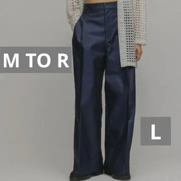 무토알 하이 웨스트 배기 치노 팬츠 네이비 L 코튼