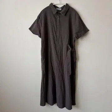 클레어 셔츠 원피스풍 짙은 그레이 프론트 버튼 끈 포함 넉넉한 봄/여름