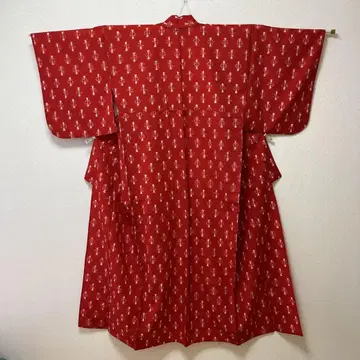 기모노 단이, 명주, 순수 실크, 빨간색, 가스리 무늬