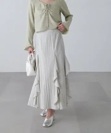 택 포함 새상품 프리즈마트 패널 프릴 스커트 S