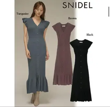 SNIDEL Sustaina 프론트 버튼 슬리브리스 원피스