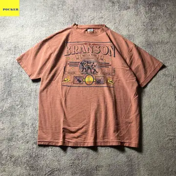90s 싱글 스티치 BRANSON 핑크 음악 프린트 T USA제 XL