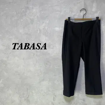 TABASA 레깅스 크롭 밑단 더블 나일론 블랙 S 4119