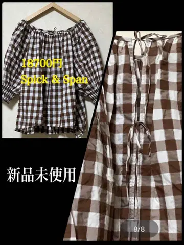 18700엔 새상품 SPICK &SPAN 깅엄 체크 블라우스  느긋한