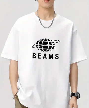 BEAMS 오버 사이즈 티셔츠 화이트
