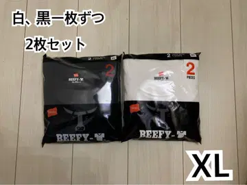 헤인즈 (Hanes) 티셔츠 비피 BEEFY 2장 세트 화이트 블랙 XL