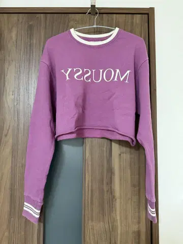 MOUSSY 퍼플 크롭 맨투맨 F 사이즈