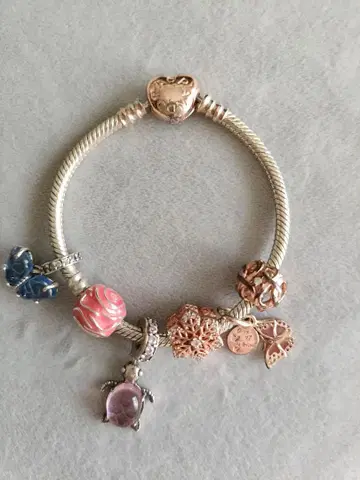 Pandora 하트 18(약 16cm) 참 포함 팔찌