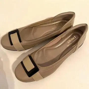 SHOEL 슈르 천연 가죽 베이지 펌프스 24cm 쾌적한 설계 베이지