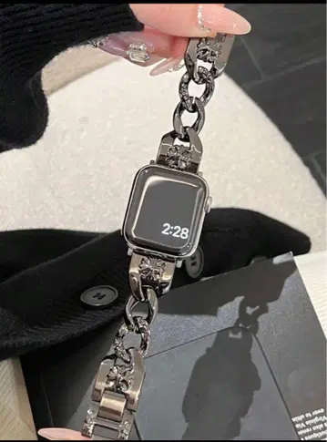 애플 워치 메탈 밴딩 블랙 실버