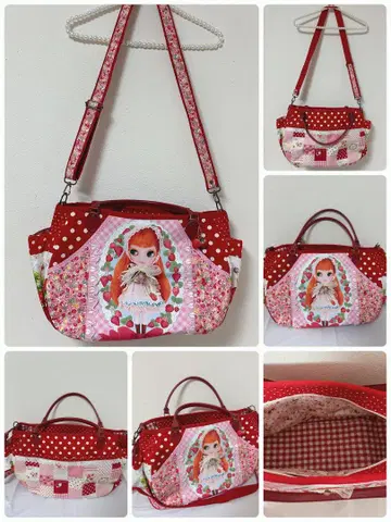 Blythe 딸기 디자인 빨간색 토트백
