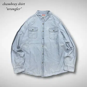Wrangler 랭글러 샴브레이 데님 셔츠 라이트 블루 워크 셔츠 긴팔