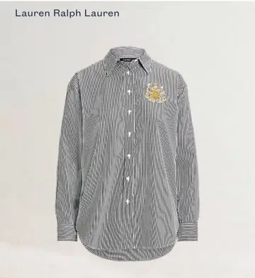 새상품급 Lauren Ralph Lauren 스트라이프 긴팔 로고 자수