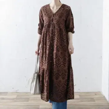 새상품 어반 리서치 써니 라벨 컷워크 레이스 원피스 브라운